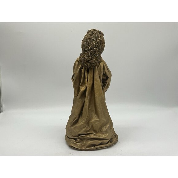 MCM Gold Angels Materials Starched and Hand Painted Antique Gold Set of 3 VTG - Picture 6 of 16